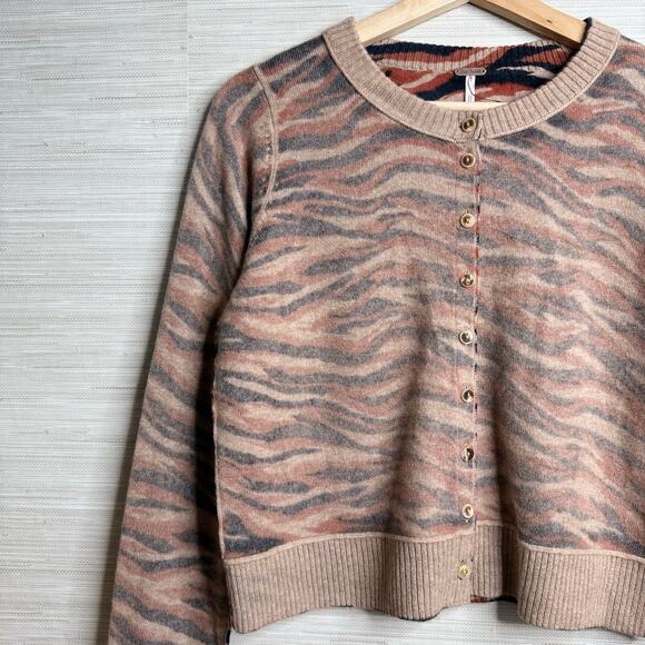 Free People cardigan sweater wool cashmere cozy warm boho print Small - Picture 3 of 7